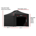 Instahut 3x4.5m Pop Up Gazebo Marquee Tent 500D Black Folding