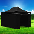Instahut 3x4.5m Pop Up Gazebo Marquee Tent 500D Black Folding