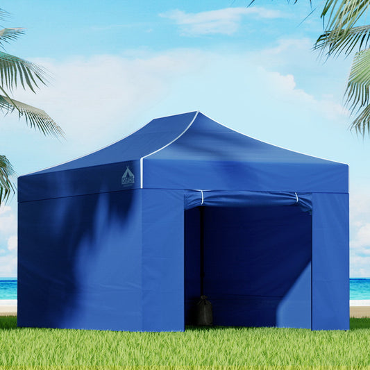 Instahut Gazebo 3x4.5m Pop Up Tent Wedding Camping Outdoor Blue