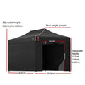 Instahut 3x6m Pop Up Gazebo Marquee Tent Folding Outdoor Canopy Black