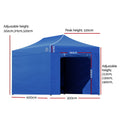 Instahut 3x6m Pop Up Gazebo Folding Marquee Tent Wedding Camping Blue