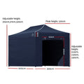 Instahut 3x6m Pop Up Gazebo Marquee Tent 500D Oxford Navy Camping