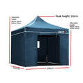 Instahut 3x3m Pop Up Gazebo Marquee Tent Folding Wedding Camping Navy