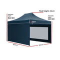 Instahut 3x4.5m Pop Up Gazebo Folding Tent Marquee Wedding Camping Navy