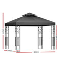 Instahut Gazebo 3x3m Grey Outdoor Wedding Party Tent Iron Shade