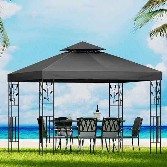 Instahut Gazebo 3x3m Grey Outdoor Wedding Party Tent Iron Shade