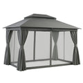Instahut 3x4m Gazebo Canopy Steel Frame Marquee Grey Curtains