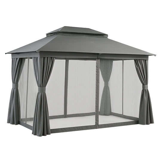 Instahut 3x4m Gazebo Canopy Steel Frame Marquee Grey Curtains