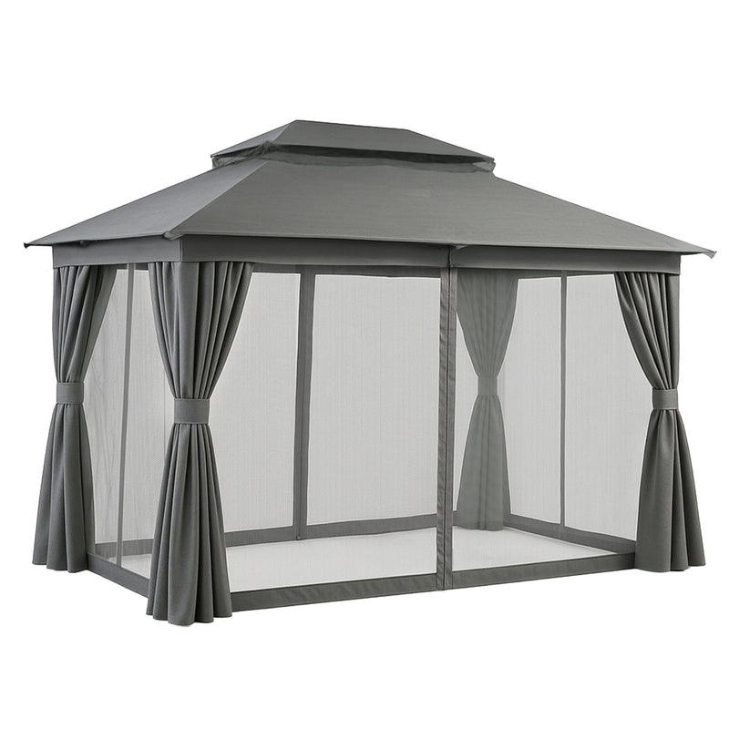 Instahut 3x4m Gazebo Canopy Steel Frame Marquee Grey Curtains