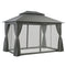 Instahut 3x4m Gazebo Canopy Steel Frame Marquee Grey Curtains