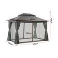 Instahut 3x4m Gazebo Canopy Steel Frame Marquee Grey Curtains