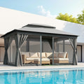 Instahut 3x4m Gazebo Canopy Steel Frame Marquee Grey Curtains