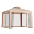 Instahut 3m Gazebo Marquee Tent Brown Mesh Walls Outdoor Canopy