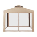 Instahut 3m Gazebo Marquee Tent Brown Mesh Walls Outdoor Canopy