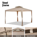 Instahut 3m Gazebo Marquee Tent Brown Mesh Walls Outdoor Canopy