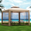Instahut 3m Gazebo Marquee Tent Brown Mesh Walls Outdoor Canopy