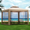 Instahut 3m Gazebo Marquee Tent Brown Mesh Walls Outdoor Canopy