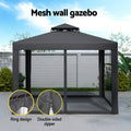 Instahut 3m Gazebo Tent Grey Mesh Walls Outdoor Marquee Canopy