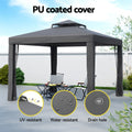 Instahut 3m Gazebo Tent Grey Mesh Walls Outdoor Marquee Canopy