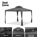Instahut 3m Gazebo Tent Grey Mesh Walls Outdoor Marquee Canopy