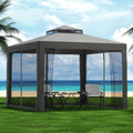 Instahut 3m Gazebo Tent Grey Mesh Walls Outdoor Marquee Canopy