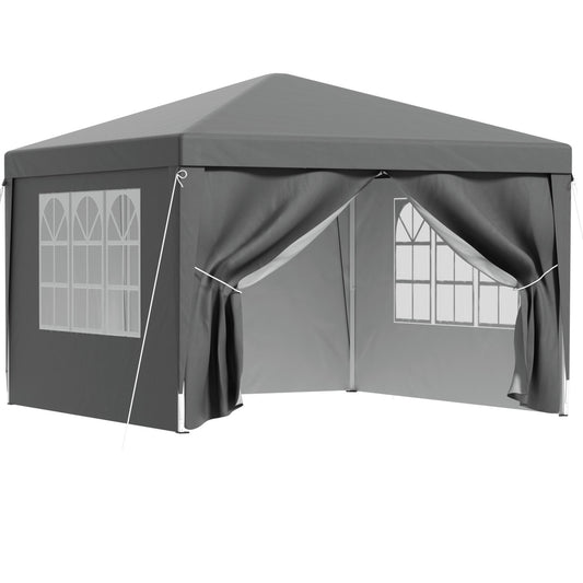 Instahut 3x3m Pop Up Gazebo Tent Folding Marquee Canopy Grey Outdoor