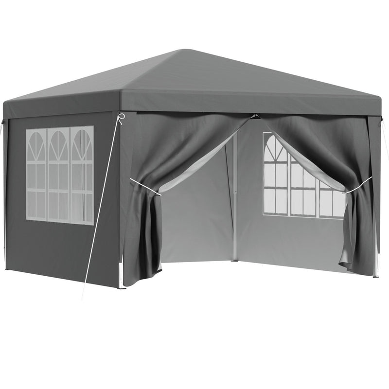 Instahut 3x3m Pop Up Gazebo Tent Folding Marquee Canopy Grey Outdoor