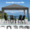 Instahut 3x3m Pop Up Gazebo Tent Folding Marquee Canopy Grey Outdoor