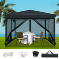 Instahut 3x3m Pop Up Gazebo Marquee Tent Canopy Mesh Wall Black