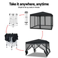 Instahut 3x3m Pop Up Gazebo Marquee Tent Canopy Mesh Wall Black