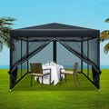 Instahut 3x3m Pop Up Gazebo Marquee Tent Canopy Mesh Wall Black