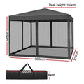 Instahut 3x3m Pop Up Gazebo Marquee Mesh Wall Grey Outdoor Tent