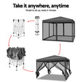 Instahut 3x3m Pop Up Gazebo Marquee Mesh Wall Grey Outdoor Tent