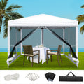 Instahut 3x3m Pop Up Gazebo Tent Canopy Mesh Wall White Wedding Party