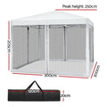 Instahut 3x3m Pop Up Gazebo Tent Canopy Mesh Wall White Wedding Party