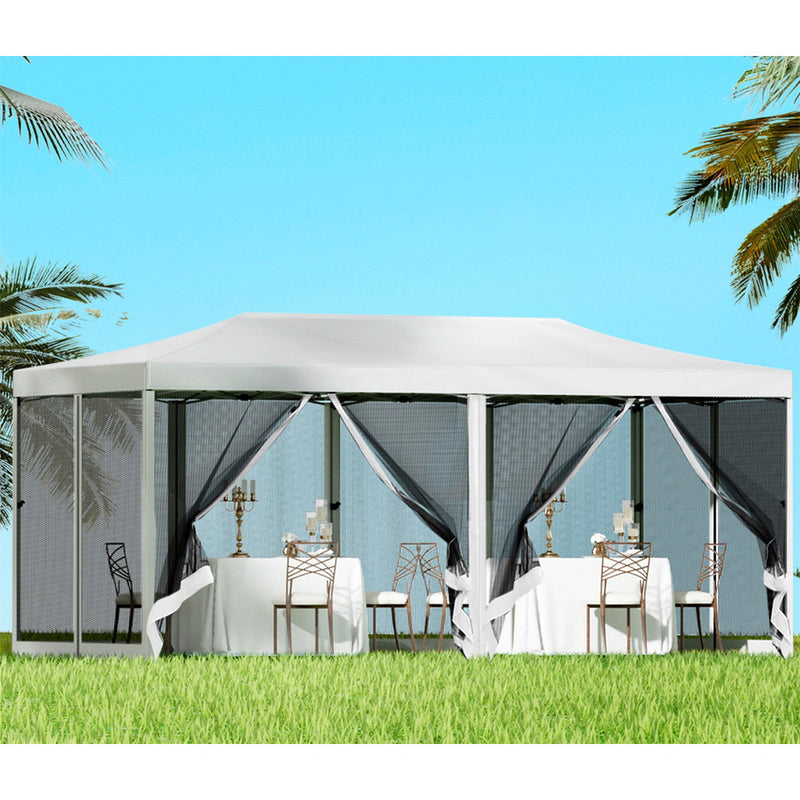 Instahut Gazebo Pop Up 3x6m Wedding Marquee Tent Canopy White
