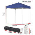 Instahut Gazebo 2x2m Blue Outdoor Patio Garden Marquee Shade Base