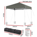 Instahut Gazebo 2x2m Outdoor Patio Garden Marquee Shade w/ Base Pods Grey