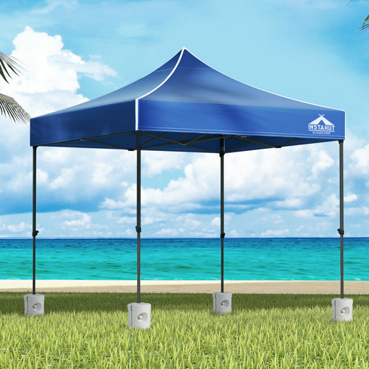 Instahut 3x3m Pop Up Gazebo with Base Blue Outdoor Tent Canopy