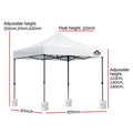 Instahut Gazebo Pop Up 3x3m w/Base Podx4 Marquee Folding Outdoor Wedding Camping Tent Shade Canopy White