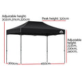 Instahut 3x4.5m Gazebo Pop Up Tent 500D Folding Marquee Wedding Black