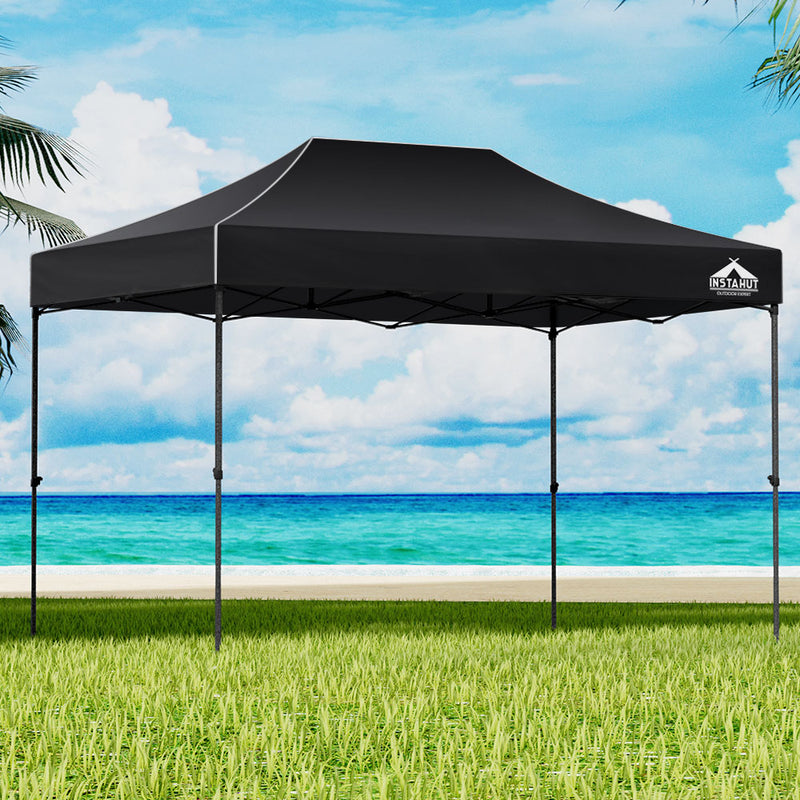 Instahut 3x4.5m Gazebo Pop Up Tent 500D Folding Marquee Wedding Black