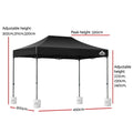 Instahut Gazebo Pop Up Marquee 3x4.5 Folding 500D Wedding Tent Base Pod Black