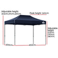 Instahut Gazebo 3x4.5m Pop Up Tent 500D Oxford Navy Camping
