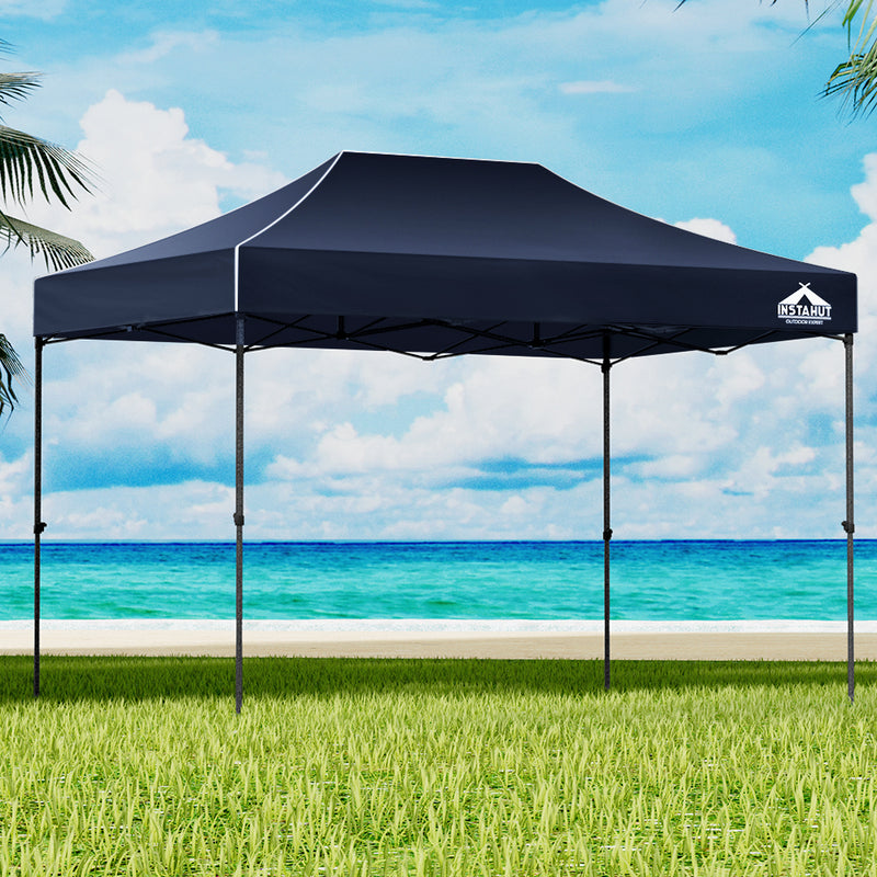 Instahut Gazebo 3x4.5m Pop Up Tent 500D Oxford Navy Camping