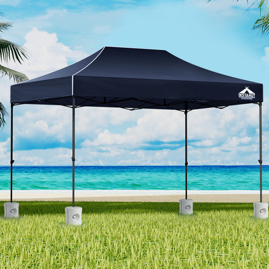 Instahut Gazebo Pop Up 3x4.5m Navy Marquee Tent w/Base Pods