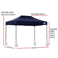 Instahut Gazebo Pop Up 3x4.5m Navy Marquee Tent w/Base Pods