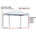 Instahut Pop Up Gazebo 3x4.5m White Marquee with Base Pods x4