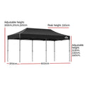 Instahut 3x6m Pop Up Gazebo Tent 500D Waterproof Wedding Camping Black