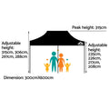 Instahut 3x6m Pop Up Gazebo Marquee 500D Tent Black Folding